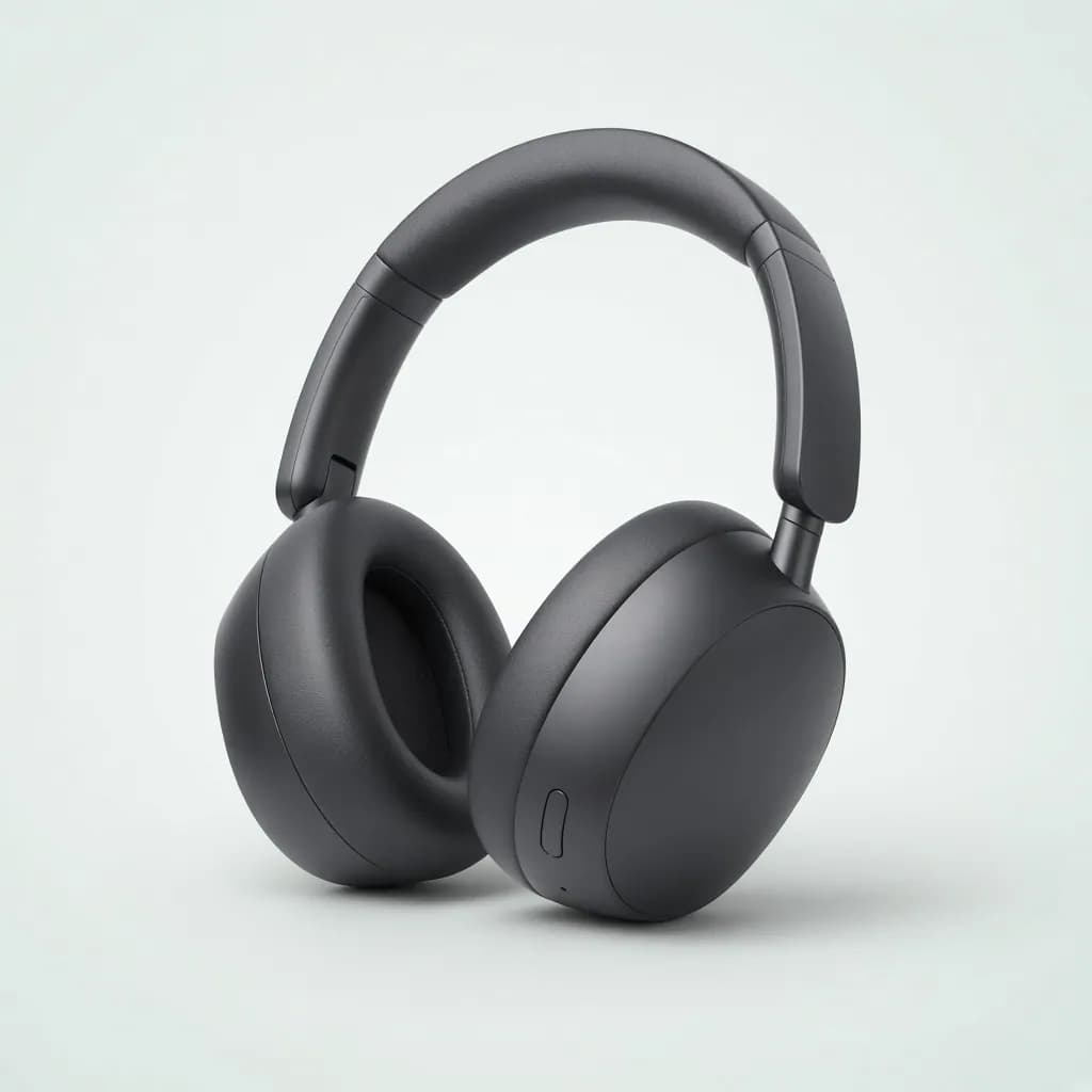 Over-ear wireless noise-cancelling headphones in matte graphite with soft cushions, three-quarter view