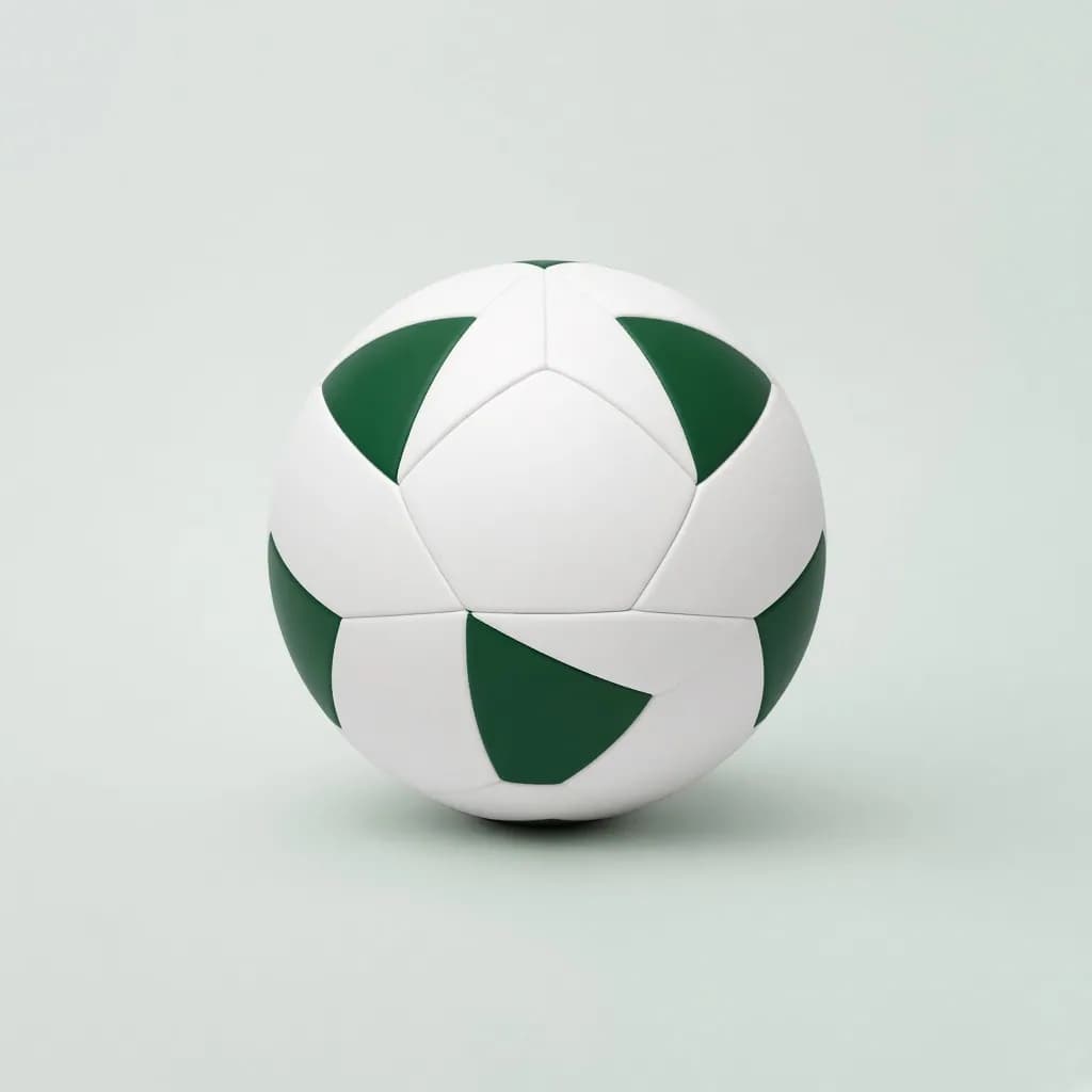 White and evergreen soccer ball with a modern panel design