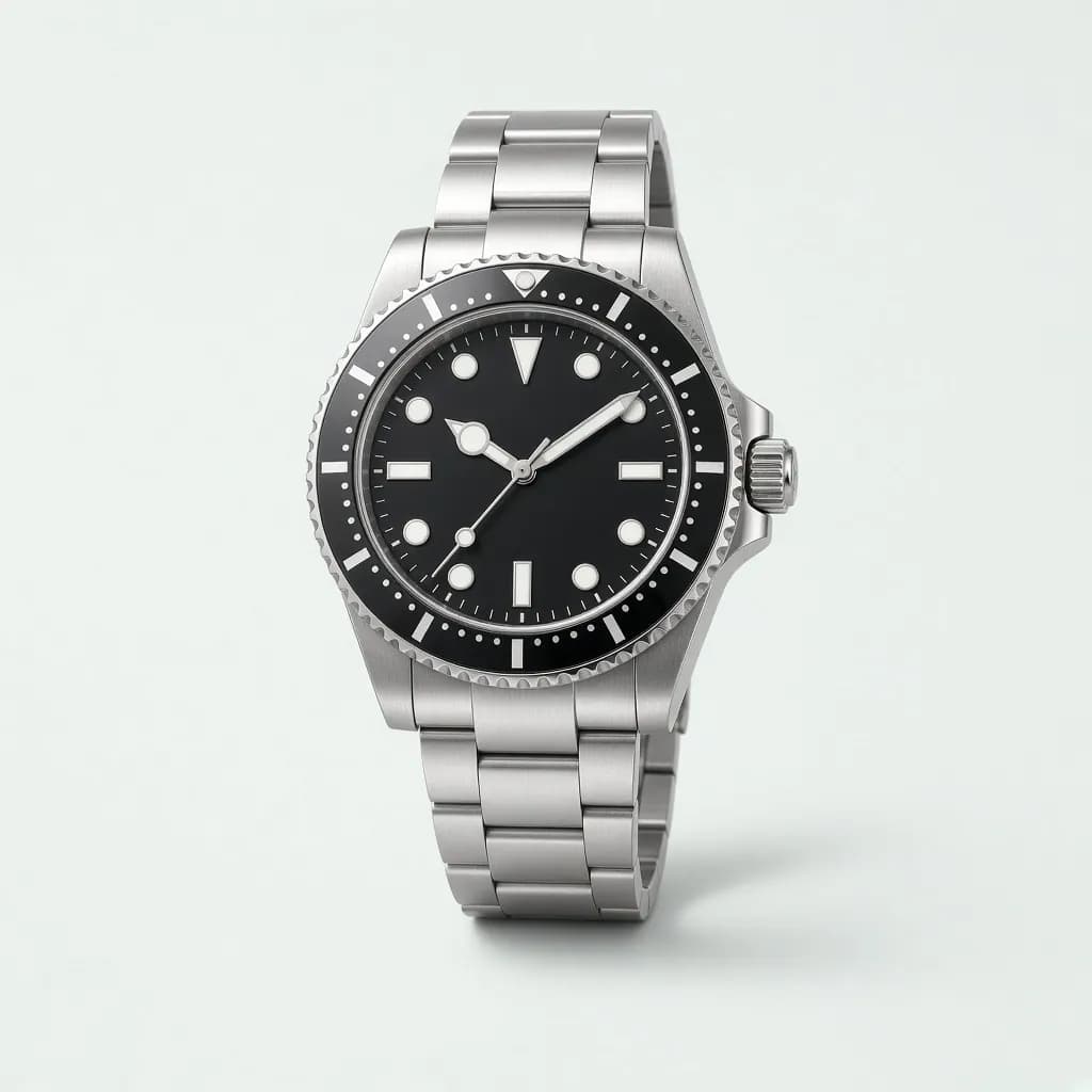 Robust stainless steel dive watch with a black ceramic bezel, bold luminous markers and a steel bracelet