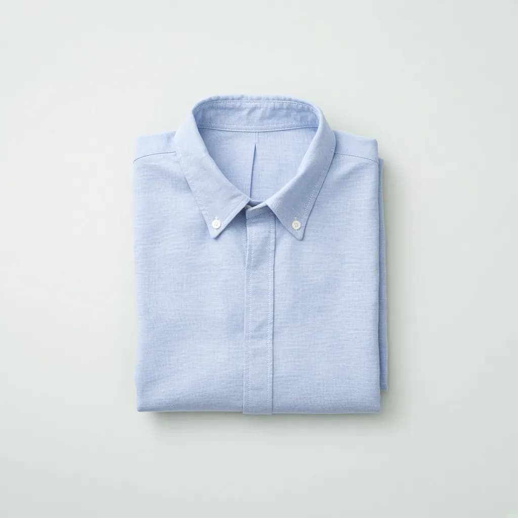 Folded light blue oxford cotton button-down shirt
