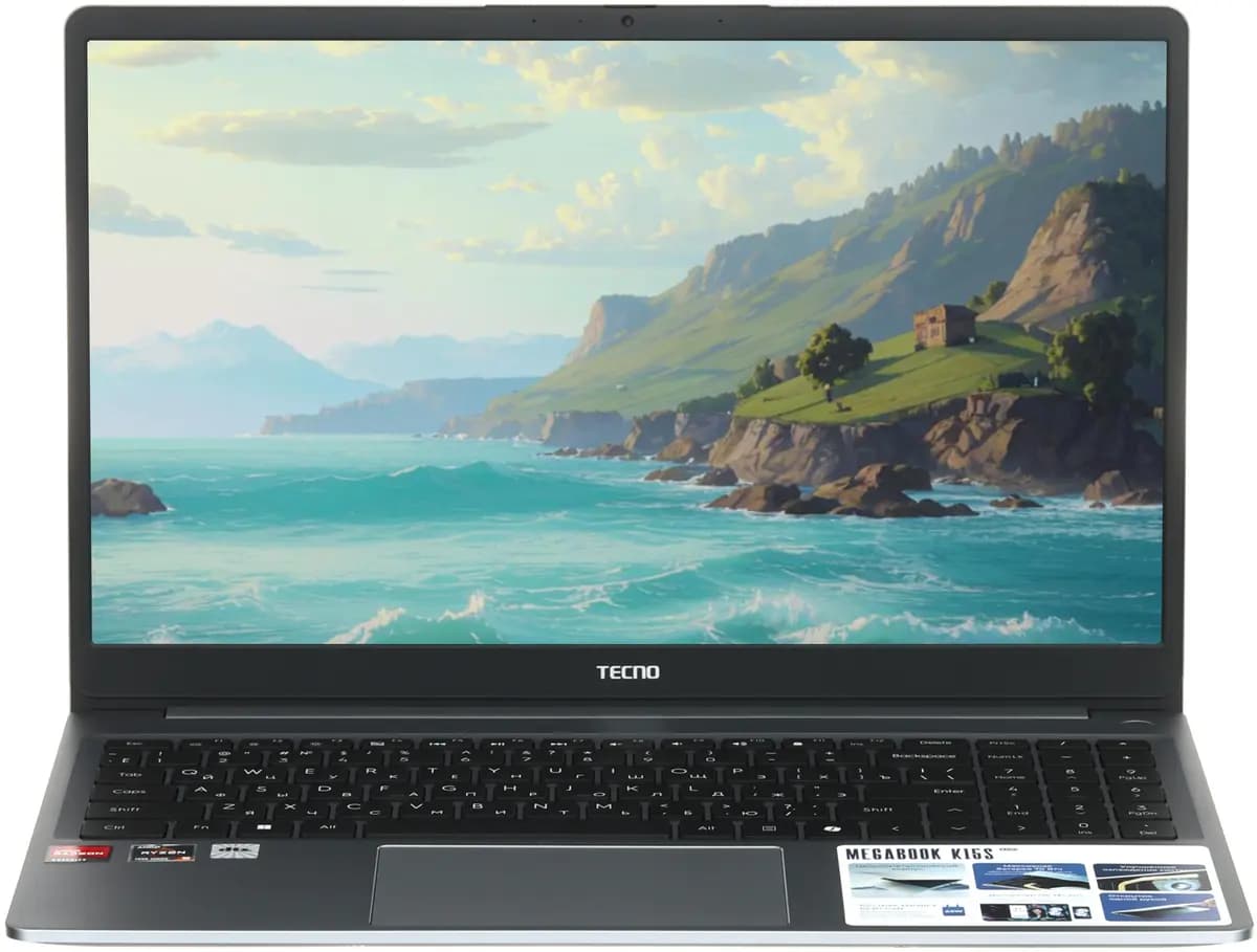 15.6" laptop Tecno Megabook K15SDA gray [English/Russian layout, 1920x1080, IPS, AMD Ryzen 5 7430U, cores: 6 x 2.3 GHz, RAM 16 GB, SSD 1000 GB, AMD Radeon Graphics, Windows 11 Home