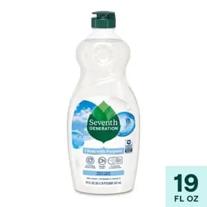 Seventh Generation Free & Clear Liquid Dish Soap - 19 fl oz: Hypoallergenic, Dissolves Food, Safe for Sensitive Skin [Scent Unscented, Health Facts Artificial Fragrance-Free, No Fr