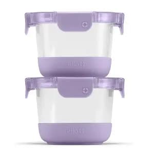 Ello 4pc 2c Glass Refresh Round Food Storage Container Set Purple: Oven, Microwave & Dishwasher Safe, Lifetime Warranty [Number of Pieces 4, Dimensions (Overall) 3.38 Inches (H) x