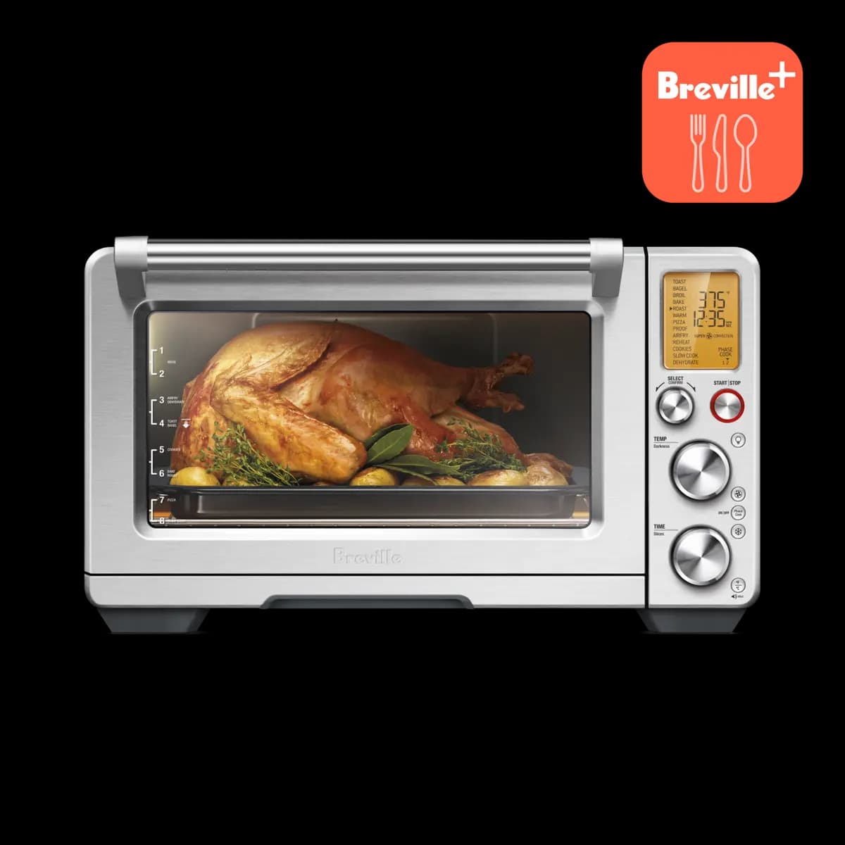 Breville the Smart Oven® Air Fryer Pro [Included Accessories:; 13\" Pizza Pan.; Oven Racks (x2).; 9\"x13\" Broil Rack and Enamel Roasting Pan.; Mesh basket rack for dehydrating and