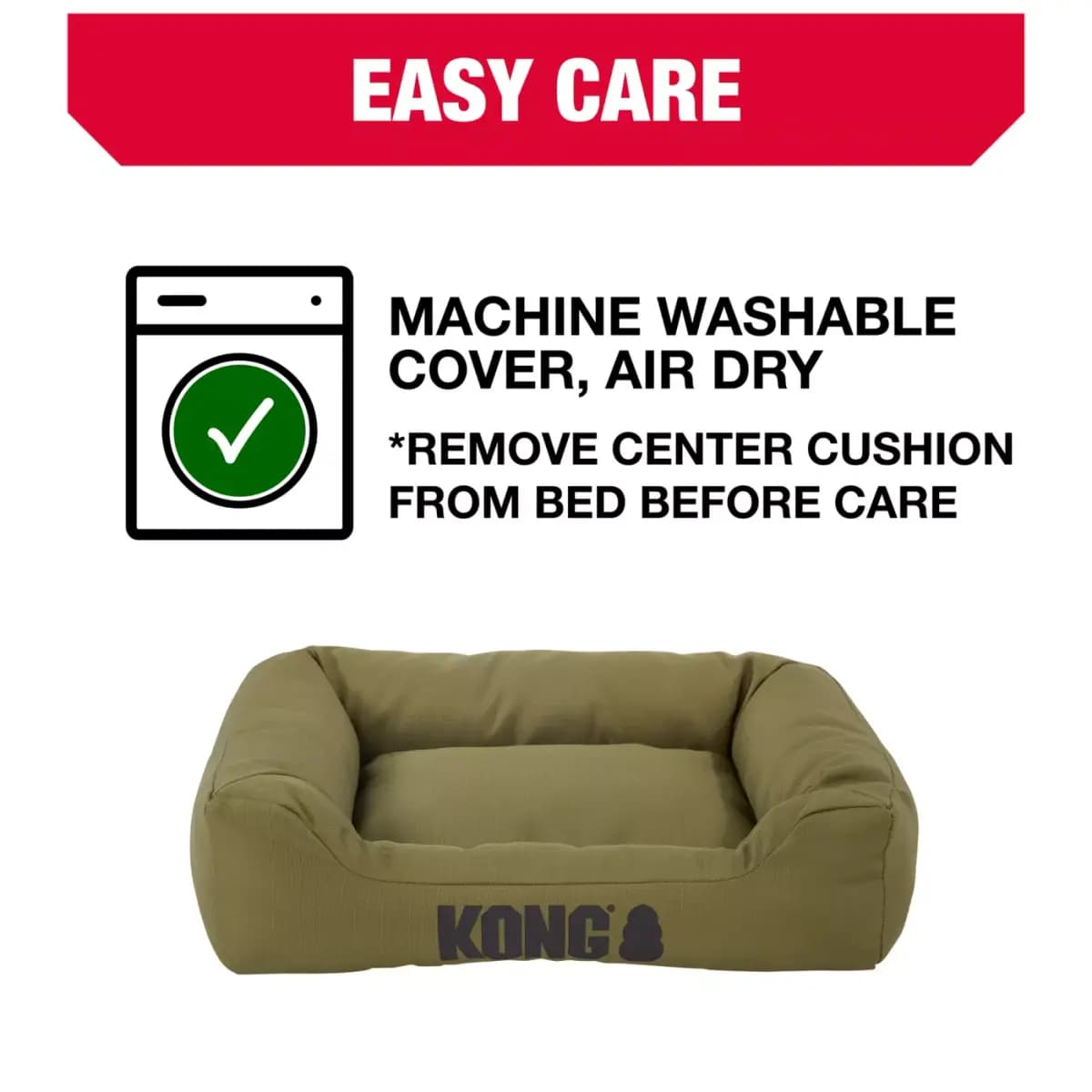KONG® 4-Sided Durable Cuddler Medium Dog Bed, Water-Resistant, Multiple Colors, 28L x 22W [Includes 1 Cuddler Bed, Color Olive, Environment Indoors, Dimensions 28 in L x 22 in W x