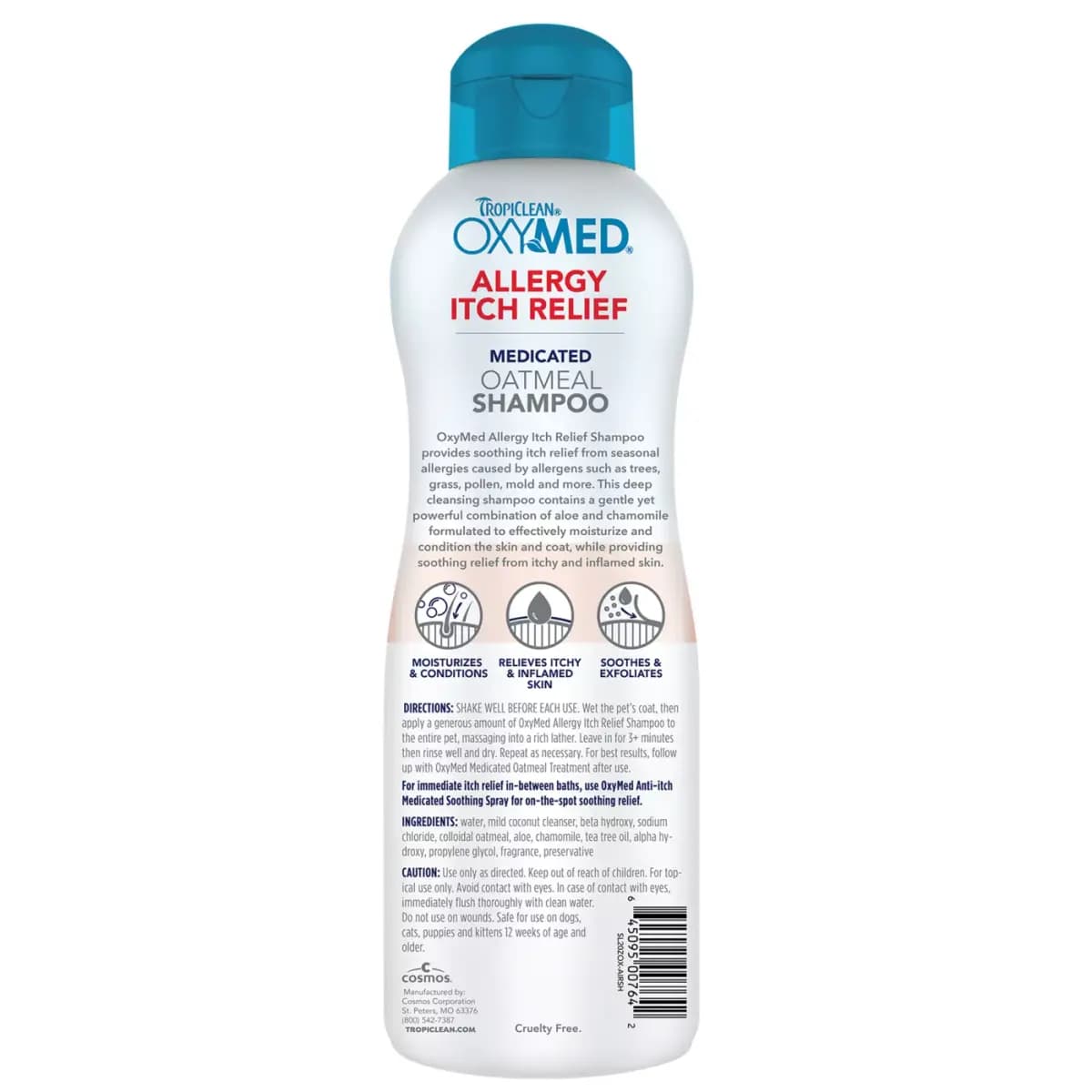 TropiClean® OxyMed® Medicated Allergy Itch Relief Dog Shampoo - Aloe Vera, Chamomile, Tea Tree 20oz [Features Medicated itch relief, Intended For Dog, Cat, Pet Weight All, Includes
