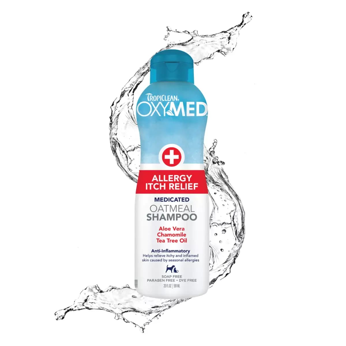 TropiClean® OxyMed® Medicated Allergy Itch Relief Dog Shampoo - Aloe Vera, Chamomile, Tea Tree 20oz [Features Medicated itch relief, Intended For Dog, Cat, Pet Weight All, Includes