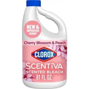 Clorox Cherry Blossom & Peach Scentiva Bleach Liquid - 81oz: Ammonia-Free, Cleaning Solution, Washing Machine, Fabric [Scent Peach, Health Facts Ammonia-Free, Product Form Liquid,