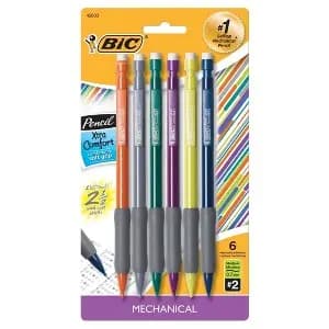 BIC 6pk Xtra Comfort 0.7mm Mechanical Pencils: Back to School Supplies for Students & Teachers [Overall Length .5 Inches, Suggested Age Adult, Features Erasable, Pocket Clip, Point