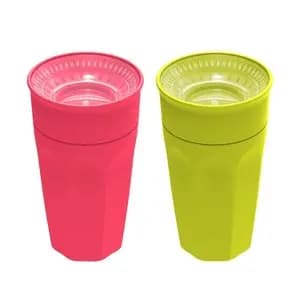 Dr. Brown's Milestones Cheers 360 Training Cup - Pink/Turquoise - 10oz/2pk [Dimensions (Overall) 8.9 Inches (H) x 8.9 Inches (W), Finish Smooth, Suggested Age 6-36 Months, Lid Mate