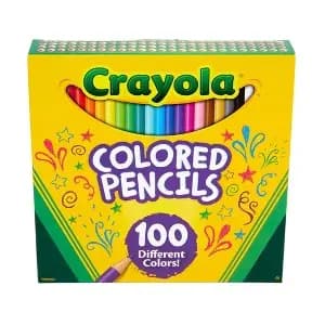 Crayola 100ct Colored Pencil Set, Art School Supplies, Classroom Must Haves, Gifts for Teachers and Kids, Ages 5+ [Suggested Age 5 Years and Up, Features Presharpened, Non-Toxic, P