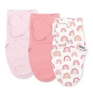 SwaddleMe by Ingenuity Baby Monogram Collection 3pk Swaddle Wrap - Rainbow 0-3m: Cotton, Front Clasp, Long Sleeve [Sizing Infant, Material 100% Cotton, Fit Regular Fit, Garment Sty