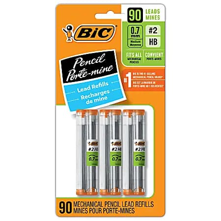 BIC Mechanical Pencil Lead Refills, 0.7 mm Medium Point for Smooth Writing, 90-Count Pack [Number Of Units Per Pack/Box 90, Number of Packs/Boxes 1, case included No, High Break Re
