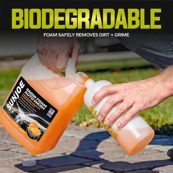 Sun Joe 1 Gal. Premium Snow Foam Pressure Washer Rated Car Wash Soap and Cleaner, Orange-Vanilla, SPX-FCS1G-CRM [Container Size (oz.): 128, Features: Chemical/detergent injection,