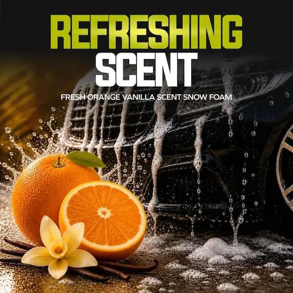 Sun Joe 1 Gal. Premium Snow Foam Pressure Washer Rated Car Wash Soap and Cleaner, Orange-Vanilla, SPX-FCS1G-CRM [Container Size (oz.): 128, Features: Chemical/detergent injection,