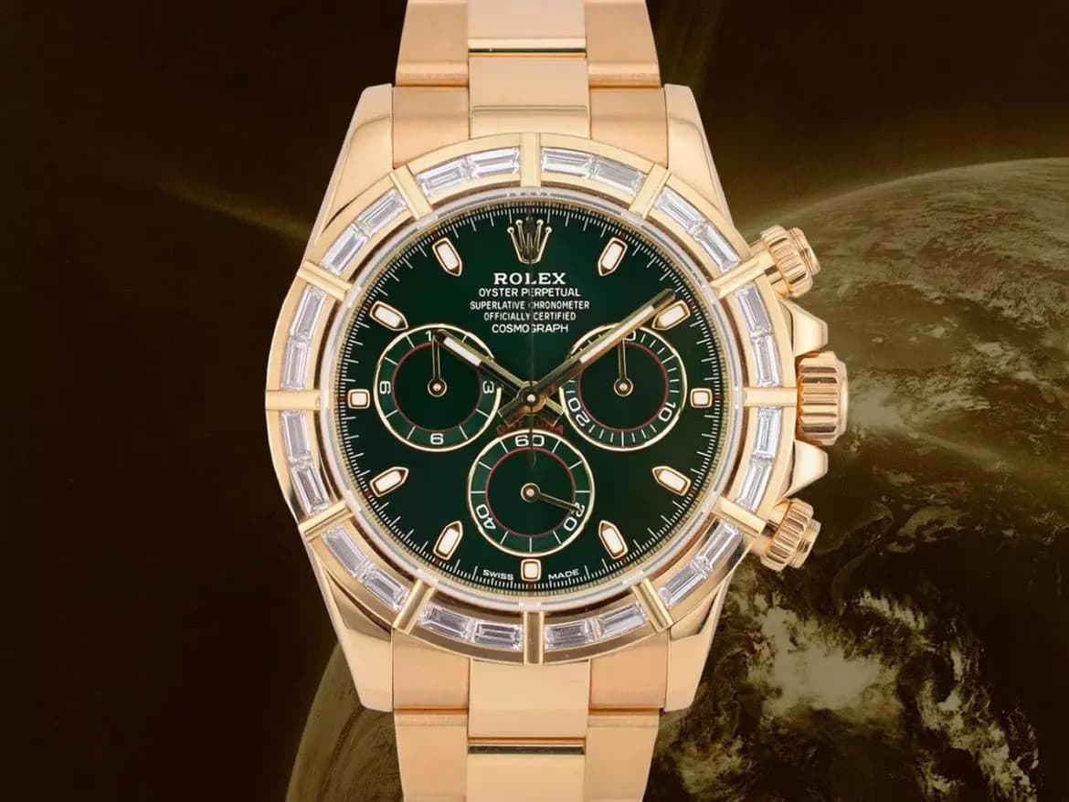 Rolex Cosmograph Daytona 116568br Off Catalog John Mayer Green Dial Factory Diamond Bezel