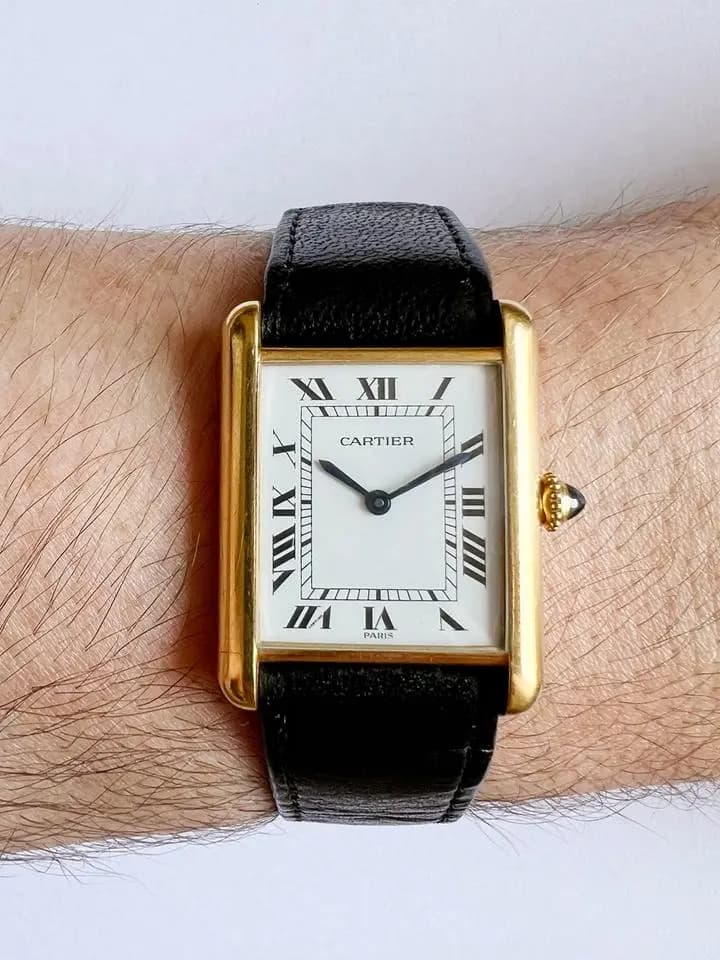 Cartier Tank Louis Tank Louis Cartier 18ct Gold, with mismatched Must bracelet