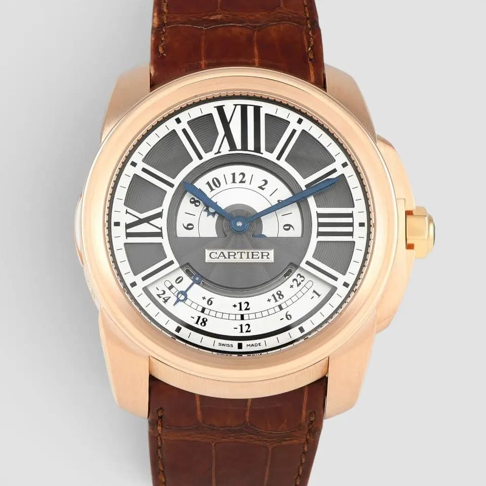 Cartier Calibre de Multiple Time Zone Rose Gold Watch