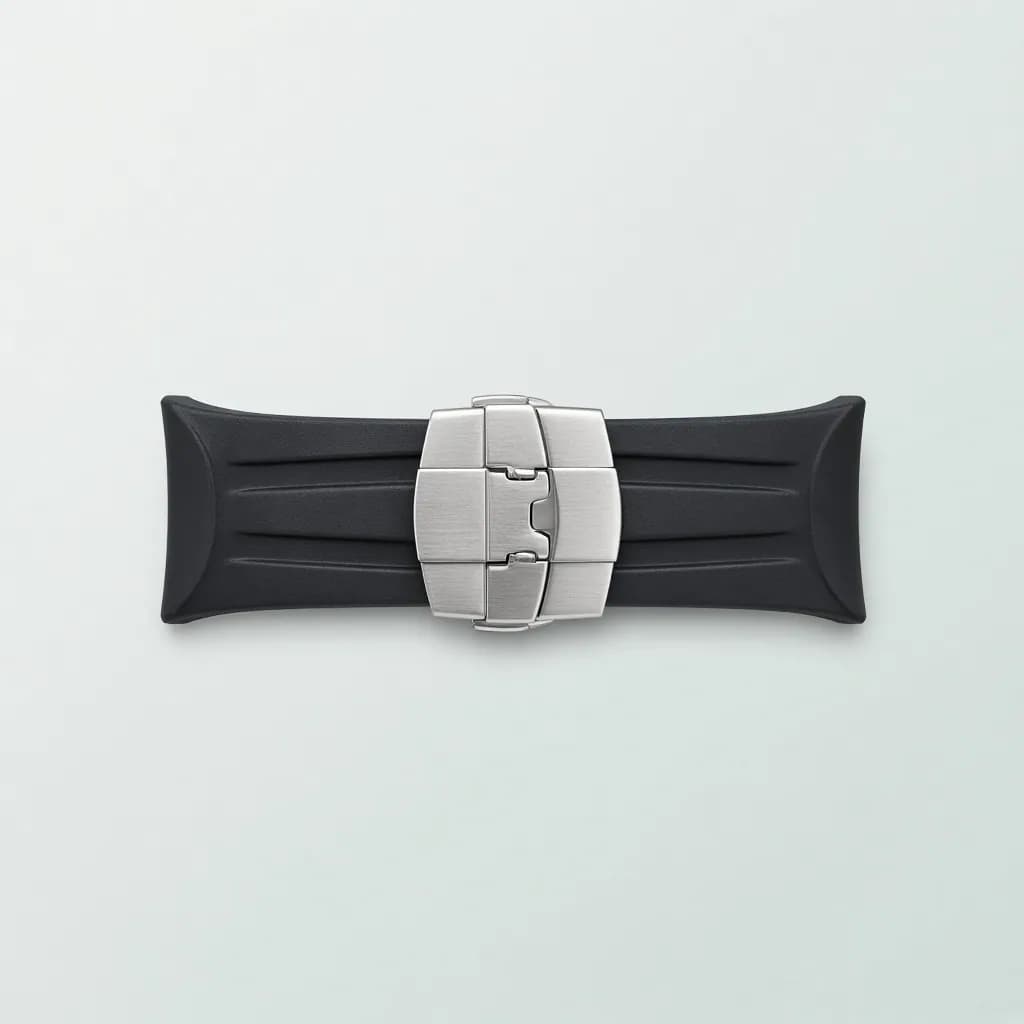 Barton Black FKM Rubber Curved Strap with Deployant Clasp