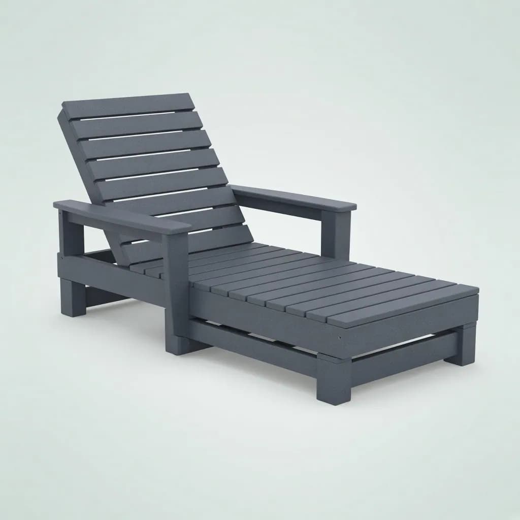 POLYWOOD Nautical Chaise Lounge, Slate Grey