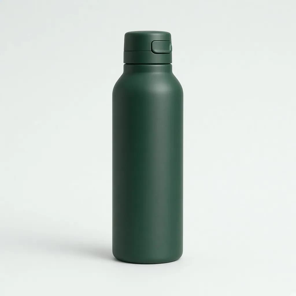 Tall insulated stainless steel water bottle in evergreen powder coat