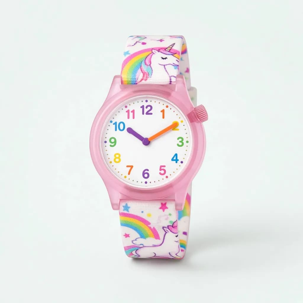 Timex Time Machines 29mm Rainbow Unicorn Pink Elastic Fabric Kids Watch